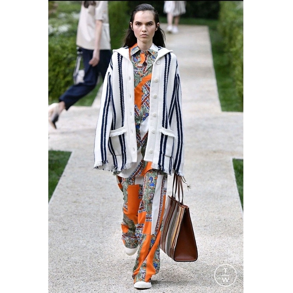 Tory Burch Something Wild Silk Pants 0 SS19 Runway Patchwork Wide Leg